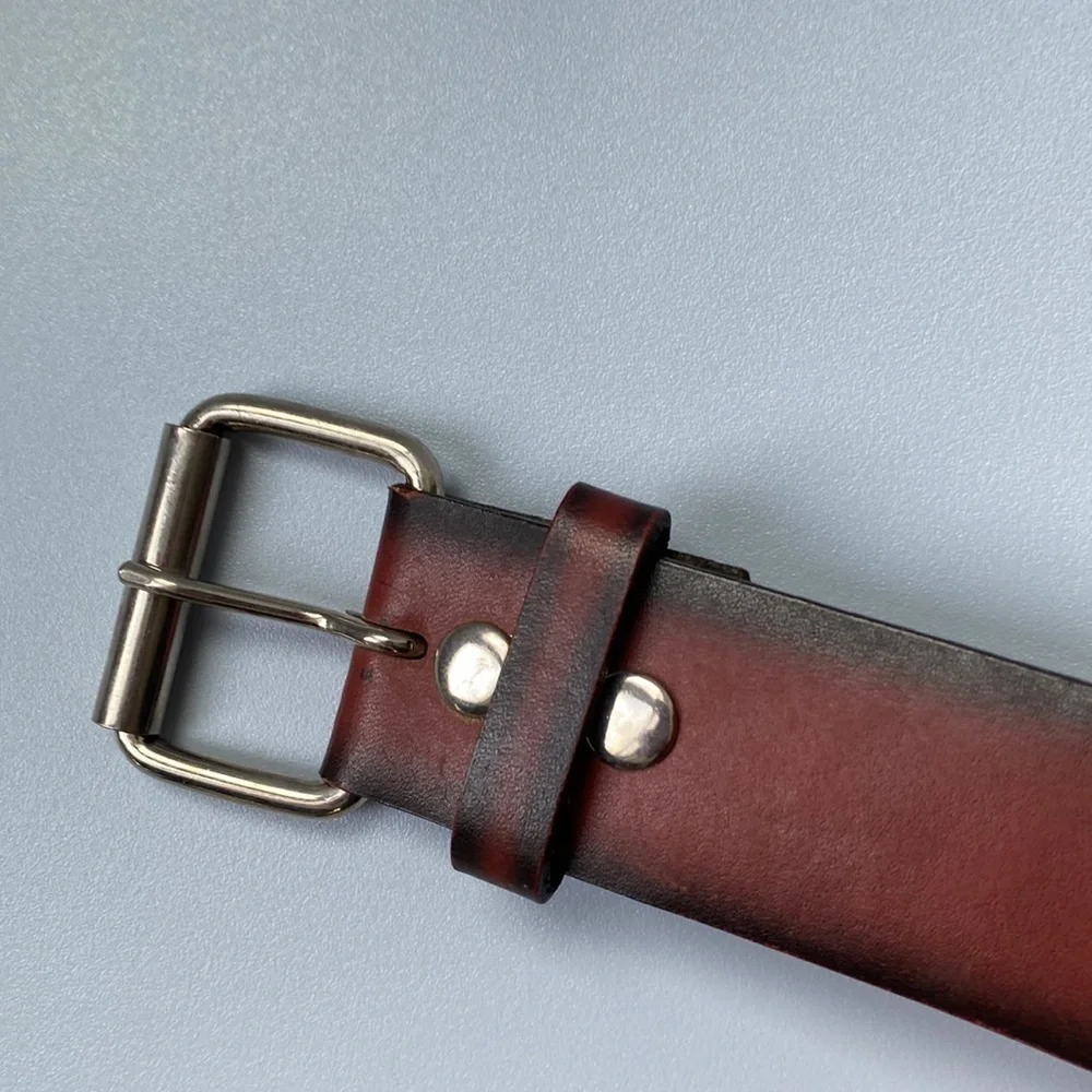 HOT TOPIC GENUINE LEATHER BELT Men’s 34 Brown Tulled Stars Western Cowboy
